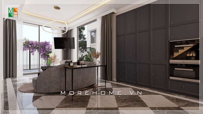 Mẫu kệ trang trí phòng khách có thiết kế đơn giản nhưng tinh tế, giúp tạo nên sự sang trọng và đặc biệt cho phòng khách của bạn.